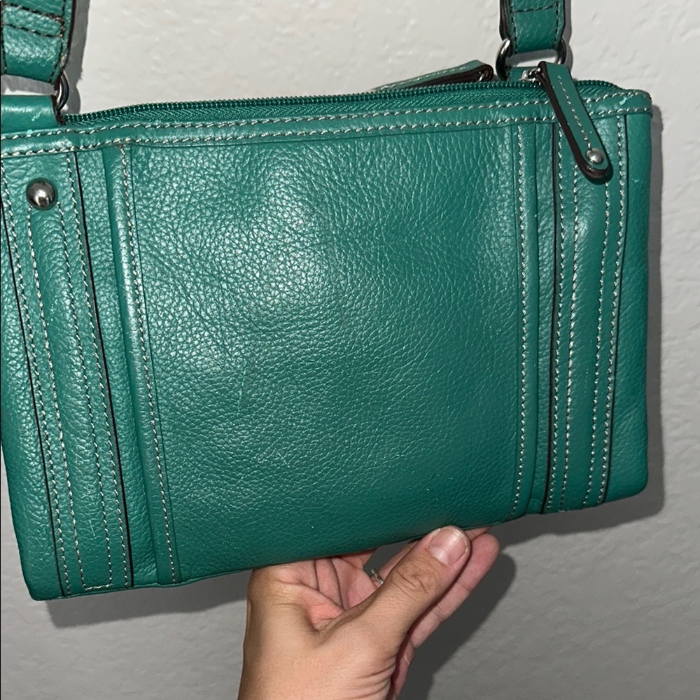 TIGNANELLO Teal Leather Crossbody Bag - Picture 4 of 7